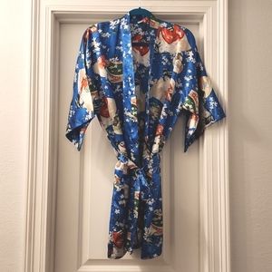 Oriental Blue Satin Robe